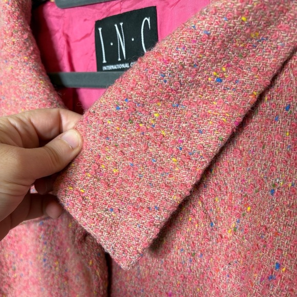 INC Pink Wool Blend Coat 3/4 Sleeves Size 12 - Picture 5 of 7